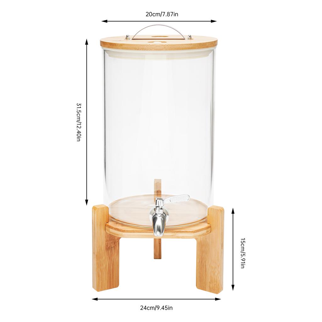 Glass Drink Dispenser Wood Stand, Cold Glass Beverage Dispenser for Party, Large Lemonade Dispenser Jar Spigot, 1/2 Gallons