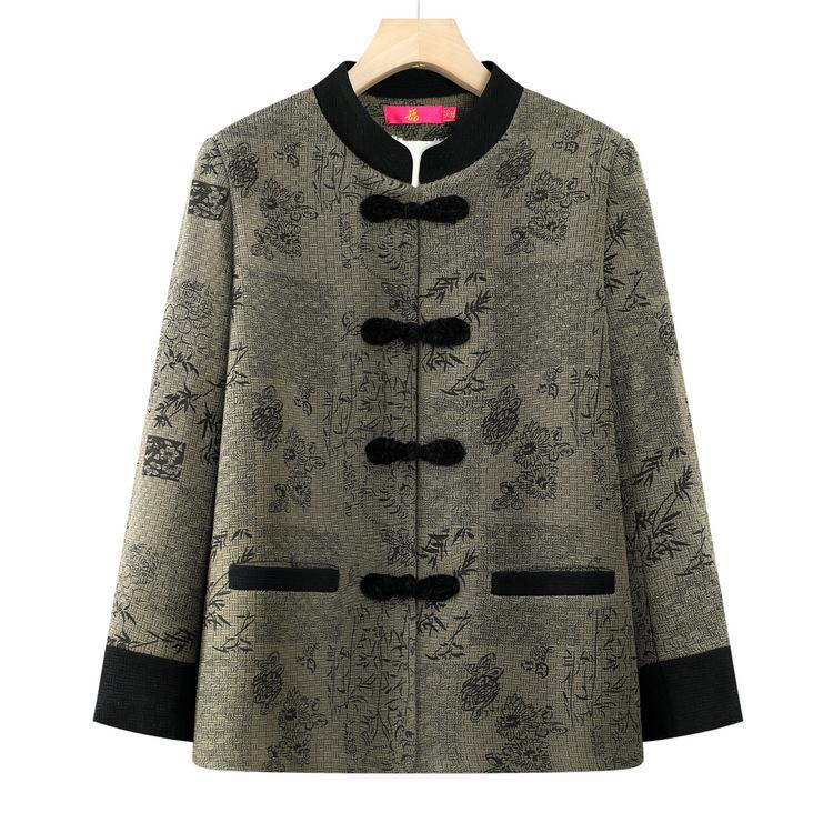 

Бабушкино осенне-зимнее пальто, костюм Тан для среднего и пожилого возраста, одежда для старика, одежда для пожилой женщины, материнский размер, плюс бархат, утолщенная зимняя одежда 5XL зелёный