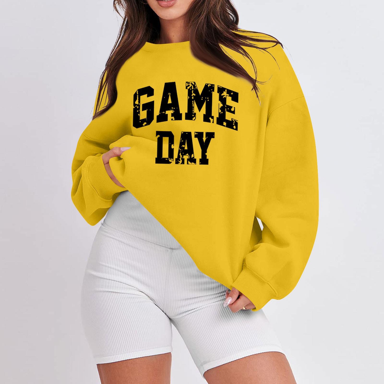 

Жіночий повсякденний модний вільний світшот з принтом і круглим вирізом з довгими рукавами XL жовтий