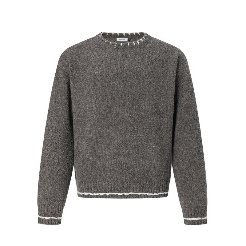 

Madwitch Retro Simple Hand-Stitched Round-Neck Knitwear for Men and Women in Autumn and Winter with a Relaxed Atmosphere for Couples Brown XL