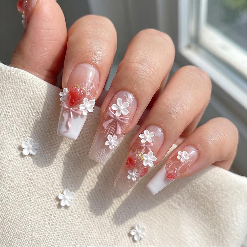 Blossom Flower 3D Nail Silicone Nail Carving Mold Lily Cherry Different Shapes Nail Art Print Stencils DIY Manicure Mold Tools