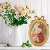 Handcrafted Antique Gold Carving Oval Bowknot Picture Frame With Hanging Hook And Stand For Wall Or Desktop Decoration