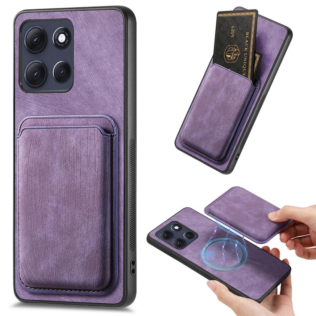 For Motorola Moto G86 Power 5G Magnetic Case Case Retro Leather + TPU Phone Cover with Detachable Card Slot