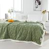 Double-layer Thickened Lambskin Jacquard Tuff Fleece Blanket for Office Nap - Solid Color AB Version.