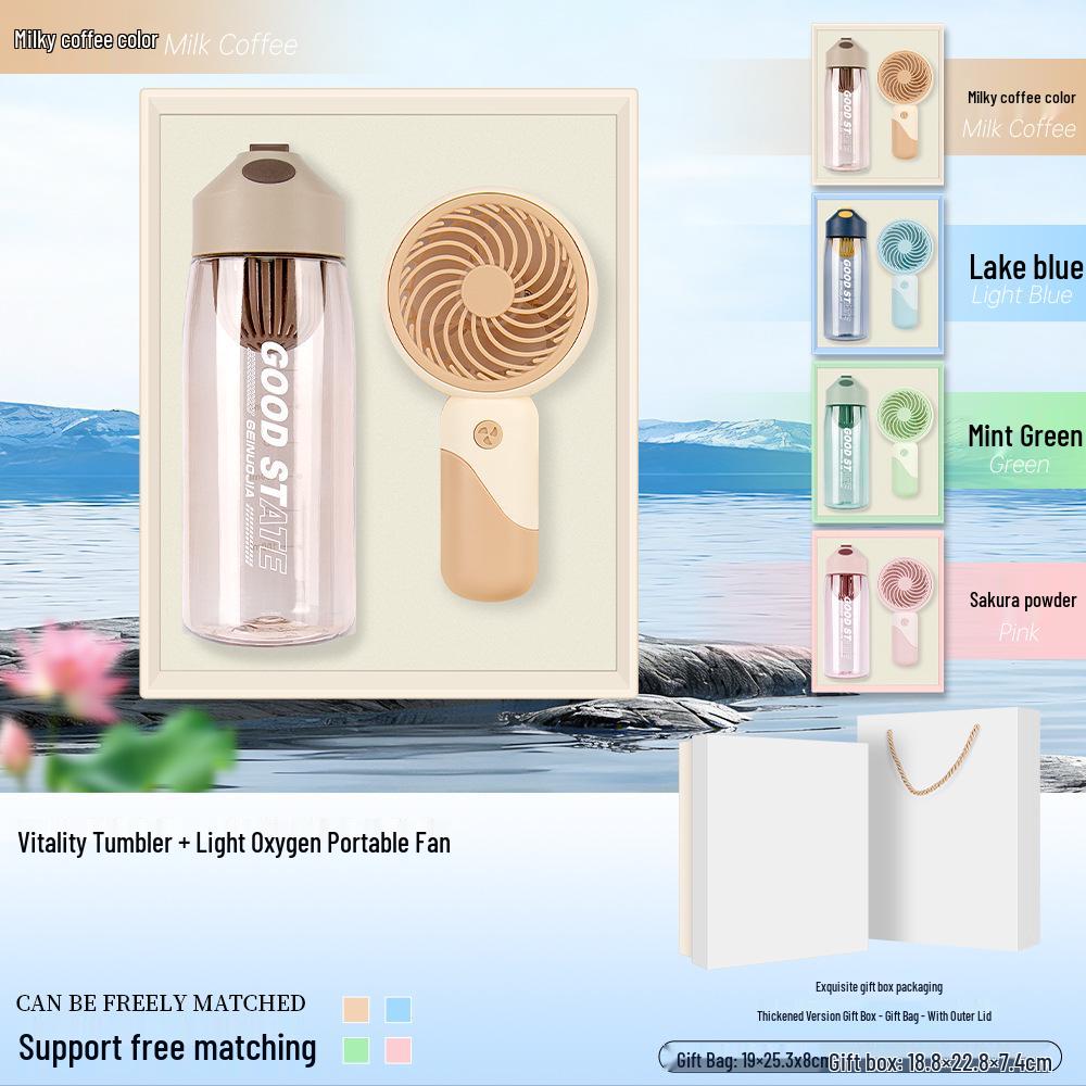 Summer Cool Fan & Umbrella Gift Set - Perfect Anniversary or Customer Appreciation Souvenir