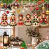 Indoor Christmas Window Decorations 6Pcs Wooden Angel Ornaments, 2D Flat Hanging Ornaments with Hemp Rope, Rustic Home Decor Retro Pendants
