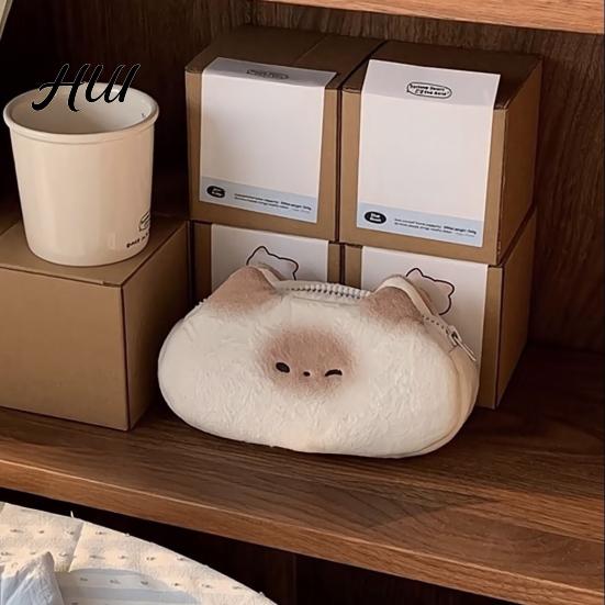 Spacious Stationery Organizer Cute Cat Pencil Case Large Capacity Pouch Toast Shape Slice Bag Smooth Zipper Closure Multipurpose for School