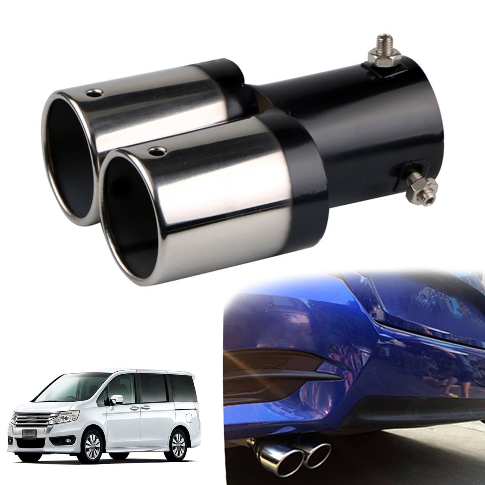 Muffler Cutter 2 Pieces Honda Step Wagon RK1 RK2 RK3 straight серебряный