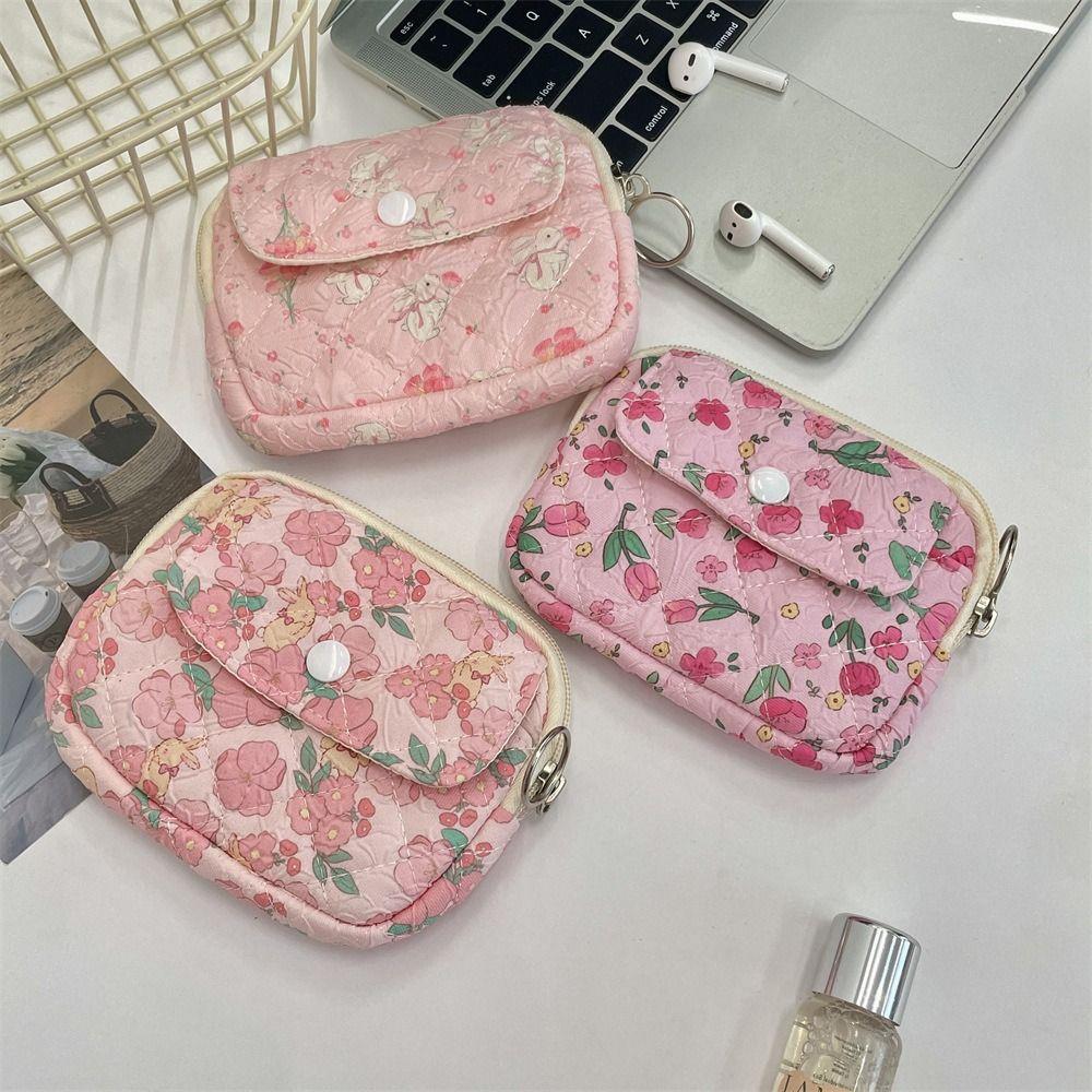 Gifts Cartoon Floral Coin Purse Multifunctional Quilted ID Holder Cute Quilted Storage Bag Portable Key Coin Purse