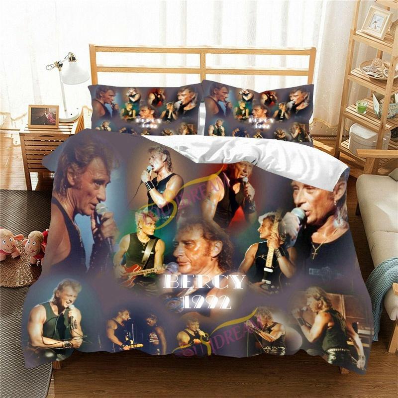 Francia Cantante Rock J-Johnny H-Hallyday Set Biancheria da Letto Singolo Twin Full Queen King Size Set Letto Adulto Bambino Camera da Letto Set Copripiumino