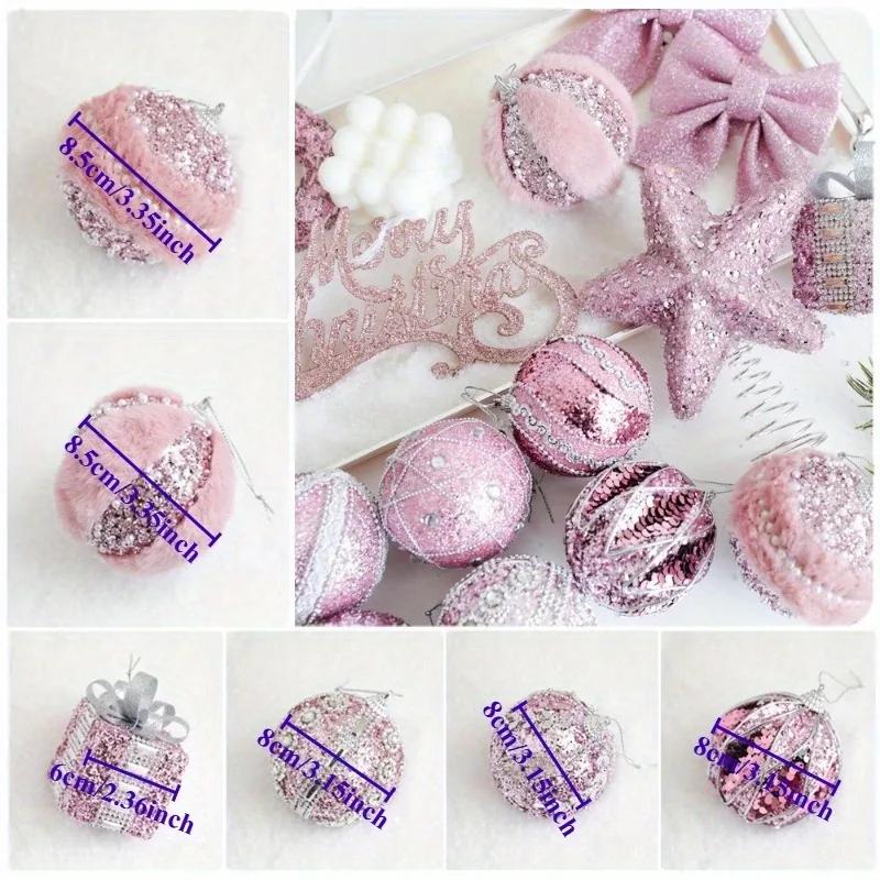 6pcs Pink Foam Ball Christmas Tree Decorations Christmas Tree Diy Pendant.