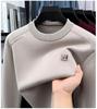 Men's 2025 Pullover Hoodie: Thickened Velvet, Solid Color, Round Neck Knitwear for Middle-Aged and Elderly Men
