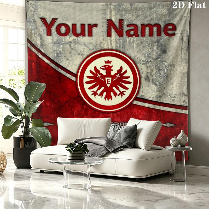 Eintracht Frankfurt Custom Name Wall Tapestry Aesthetic Wall Hanging Printed Fabric Blanket Decorative Tapestries for Bedroom Living Room Home Decor