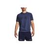 Under Armour Round Neck Pullover Short Sleeve Fitness Shirt Men Tops Blue 1380177-480