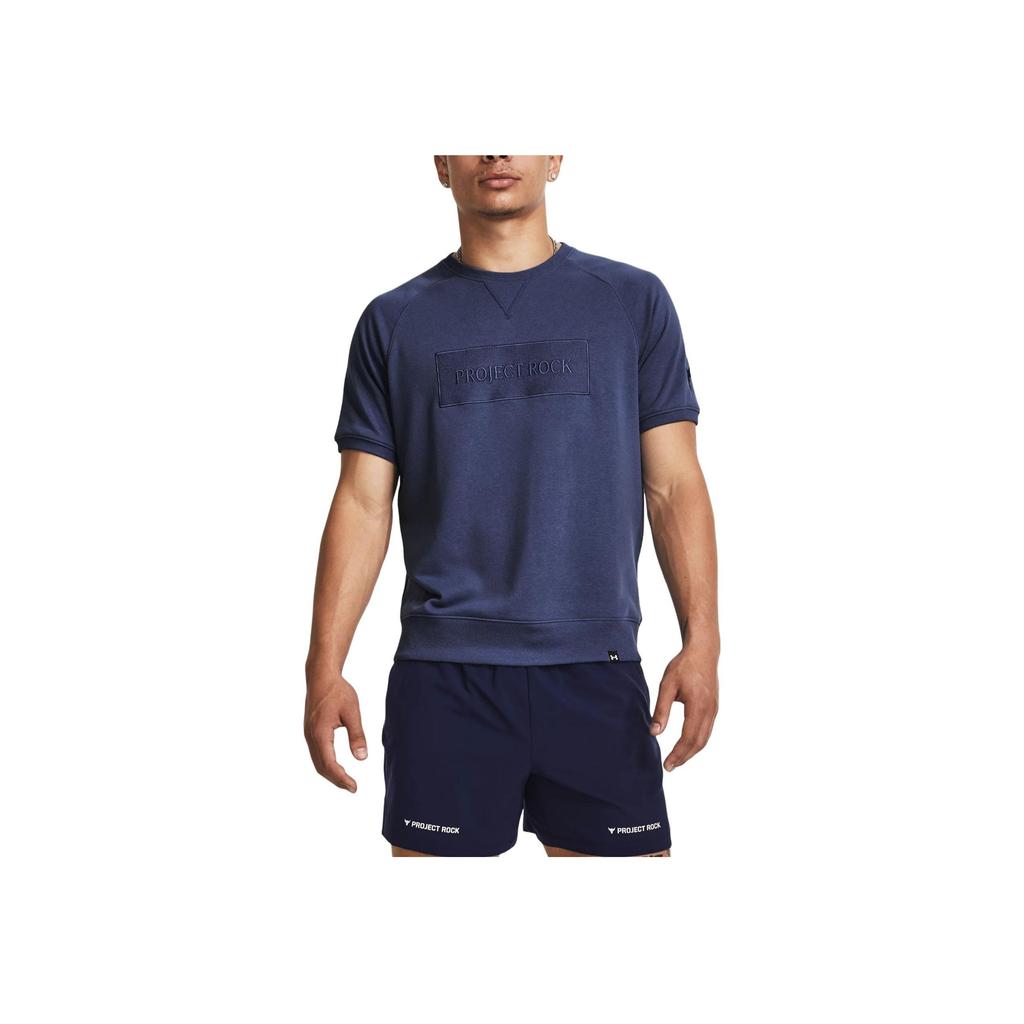 Under Armour Round Neck Pullover Short Sleeve Fitness Shirt Men Tops Blue 1380177-480