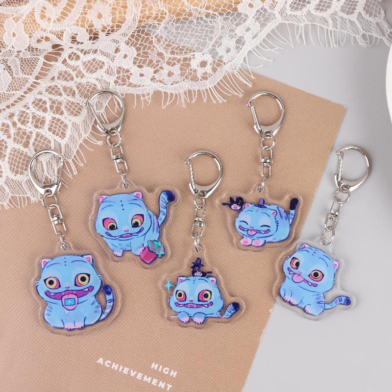 5Pcs Cartoon Huntrix Saja Boys Derpy Tiger Acrylic Keychains Ring Double-Sided Key Chain Jewelry Demon Hunters Love Gifts