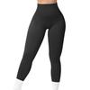 Women High Waisted Yoga Pants Ribbed Seamless Gym Leggings Solid Sport Fitness Running Training Tights Tummy Control Workout Female