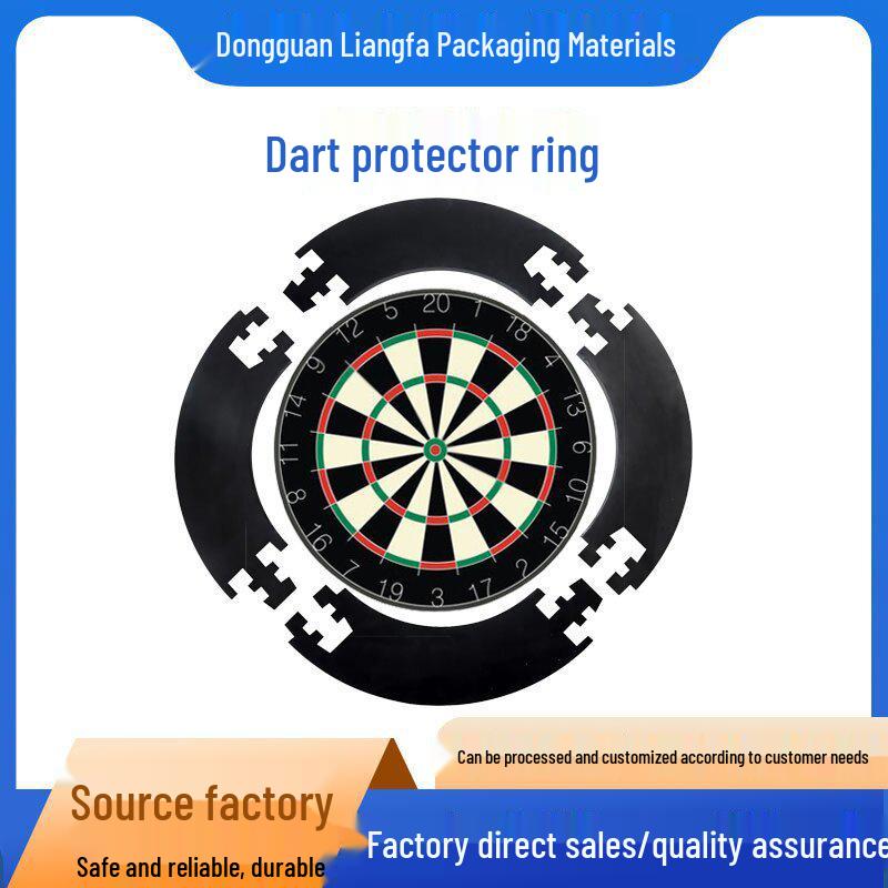 Black EVA Round Dartboard Wall Protector - Mountable, Storable, Splicable, Removable Accessory 51*13*2.5CM; Black; 4-piece Dartboard Protector