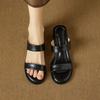 Krazing Pot Mules Cow Skin Thick Heels Peep Toe Street Wear Summer Size 42 Concise Style Elegant Women Sandals