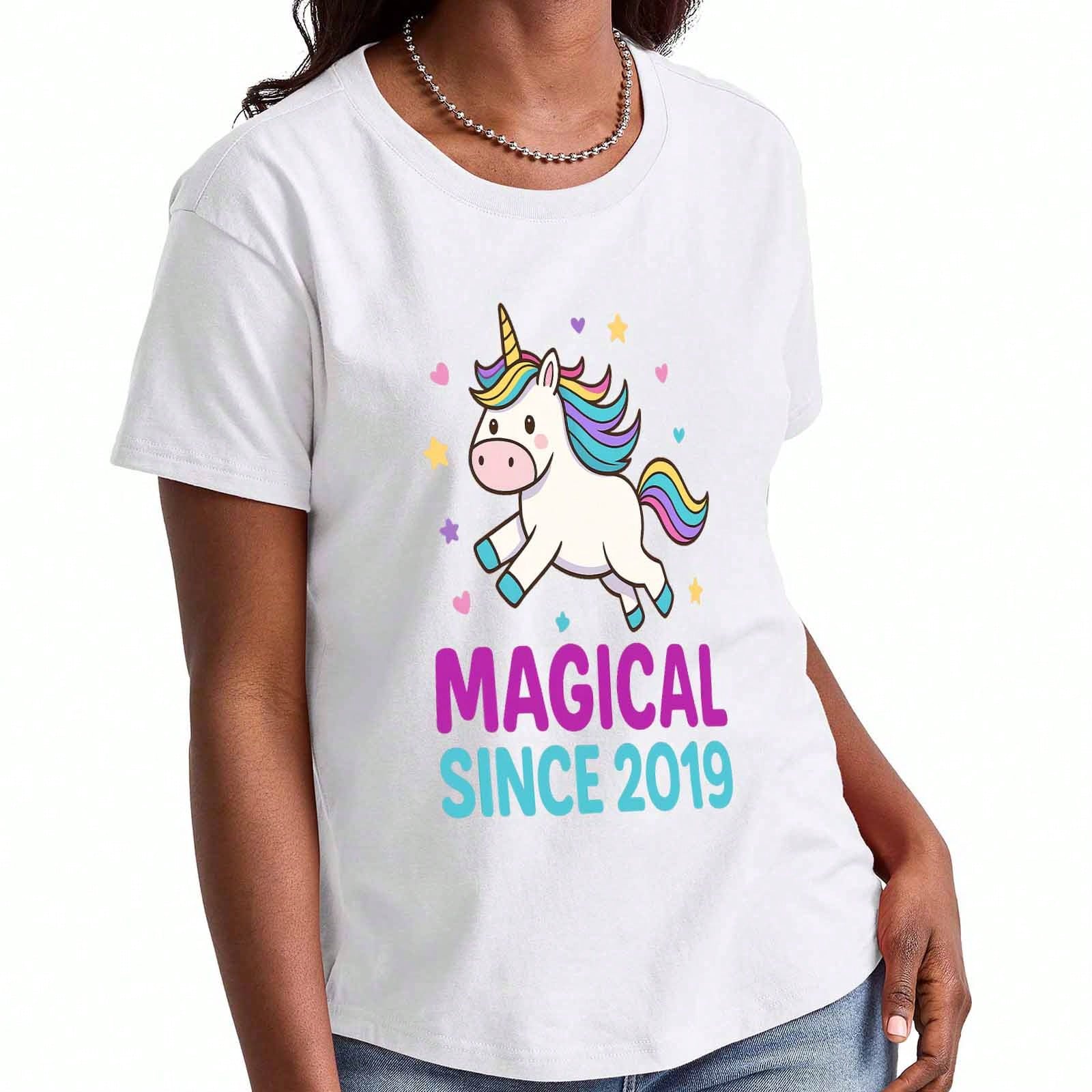 Magical Unicorn Wounisex s Cotton T Shirt, Premium Cotton Graphic Tee, Durable And Comfortable, Casual Style, Magical Since 2019 Design, Unicorn Prin S разноцветный