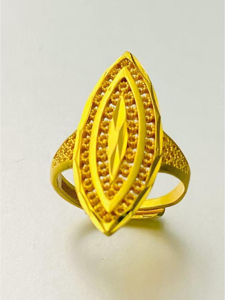 24K Gold Plated Adjustable Brass Ring - Personalized High-End Design
