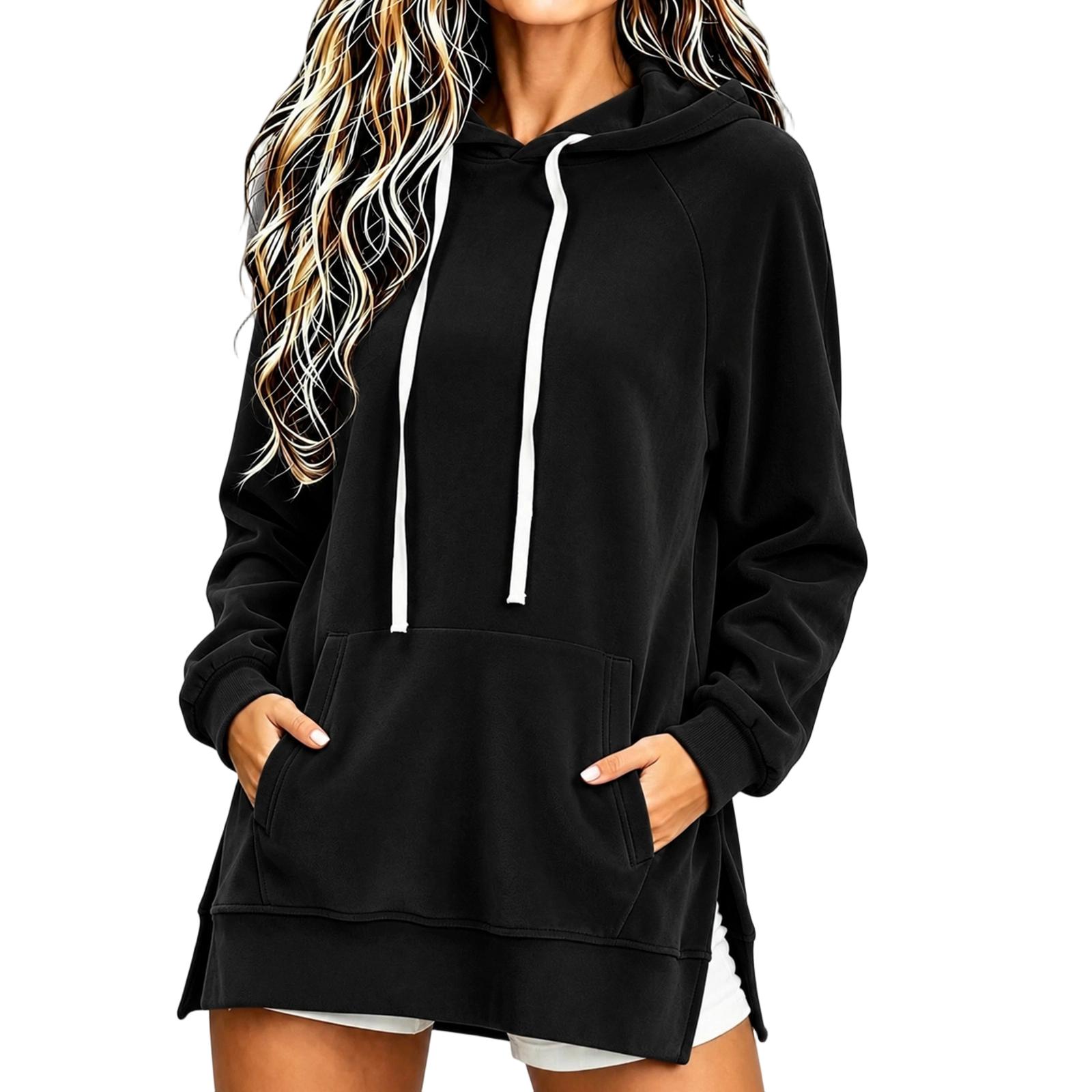 Women s Corduroy Hoodie, Casual Loose Fit, Mid-Length S