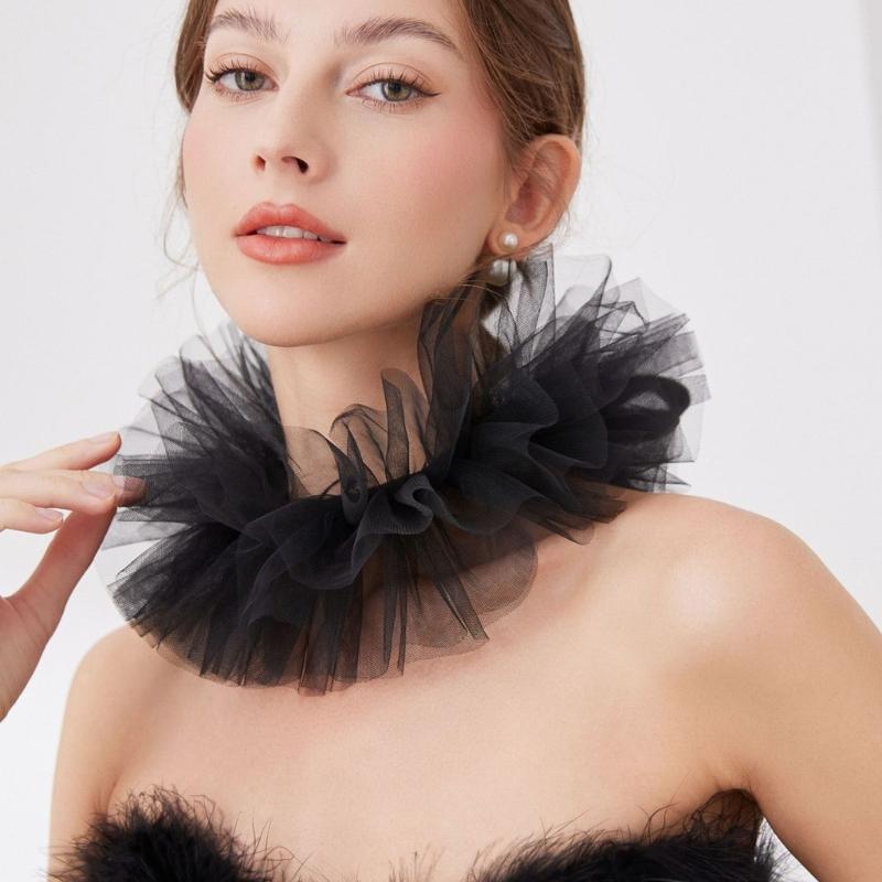 2PCS Lace Courtstyle Ruff Collar for Halloween Costume Accessories Detachable Collar Faux Collar Stage Show Accessories