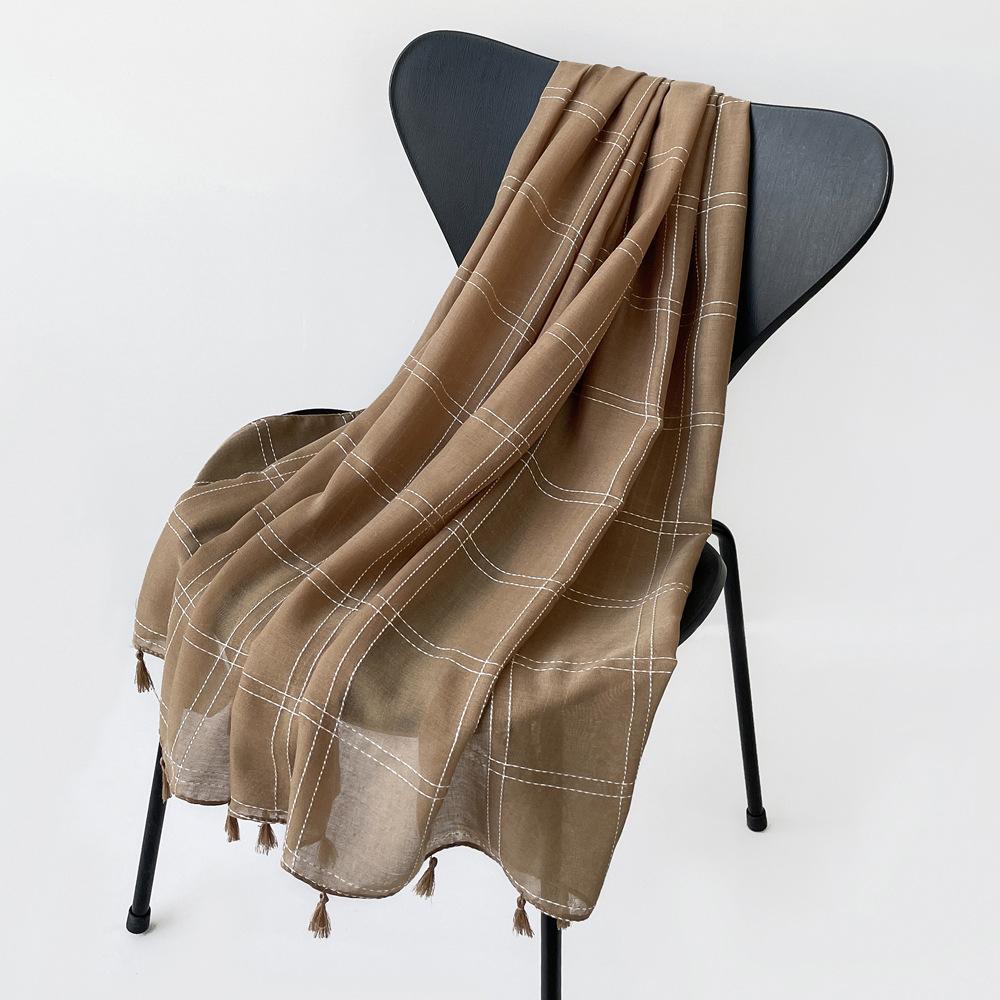 200 * 80cm Summer Women'S New Medium To Long Scarf Shawl Breathable Sunscreen Fashionable Versatile Premium Silk Scarf