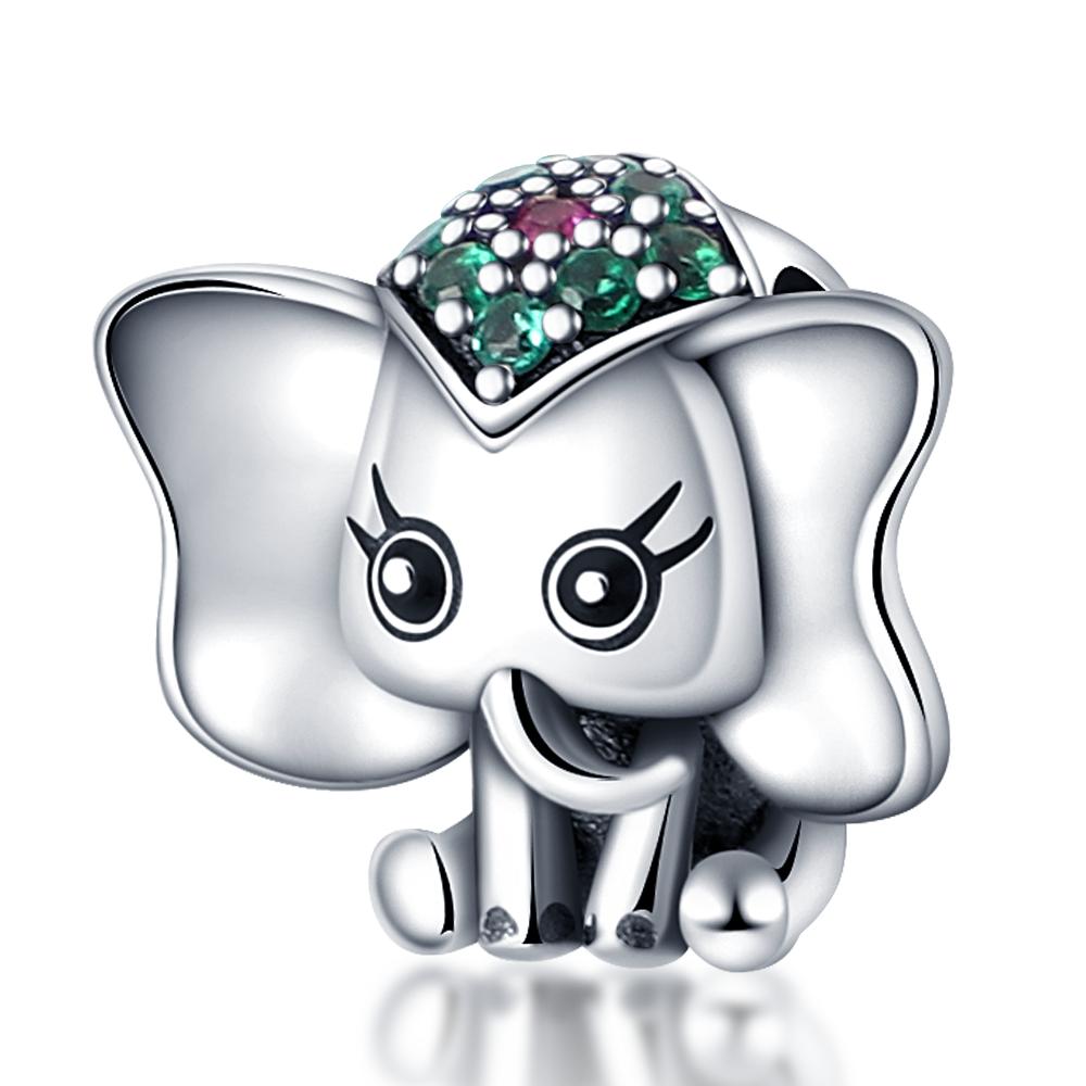 Qikaola Classic Cute Elephant Charms Beads Fit Original  Bracelet Real Silver Color Pendant DIY Jewelry