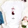 Women T Shirt Wine Glass And Starry Sky Print White Tshirt Female T-Shirt Fashion Short Sleeve Tee Tops Harjauku Cute Tshirt