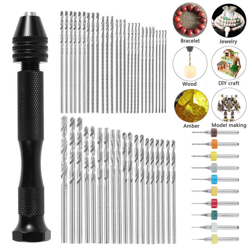 Tiny Mini 57pcs Micro Alloy Twist Drill Bits Set Hand Diy Model Craft Tool Wood