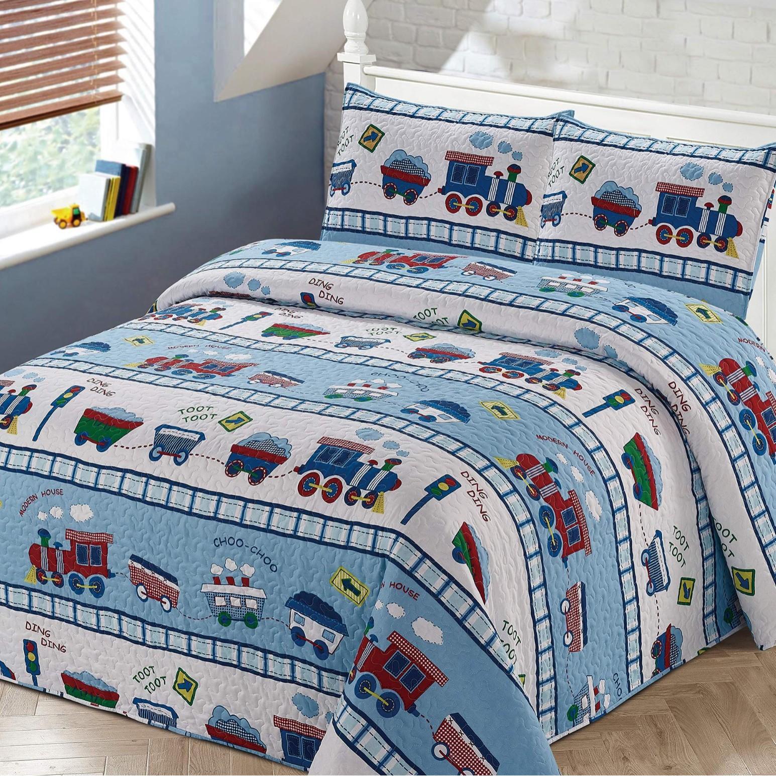 

Дитячий набір ковдри з тематикою поїзда Трикомпонентний набір ковдри з поїздом та залізницею AU Double 180*210