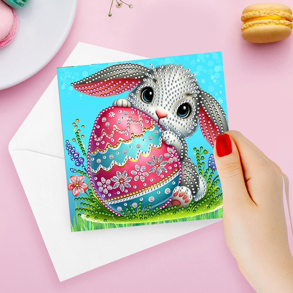 6 Stück Oster-Tiere DIY Diamantmalerei Karte Diamant Tageswunschkarte Diamantmalerei Grußkarte für Feiertags-Partygeschenke