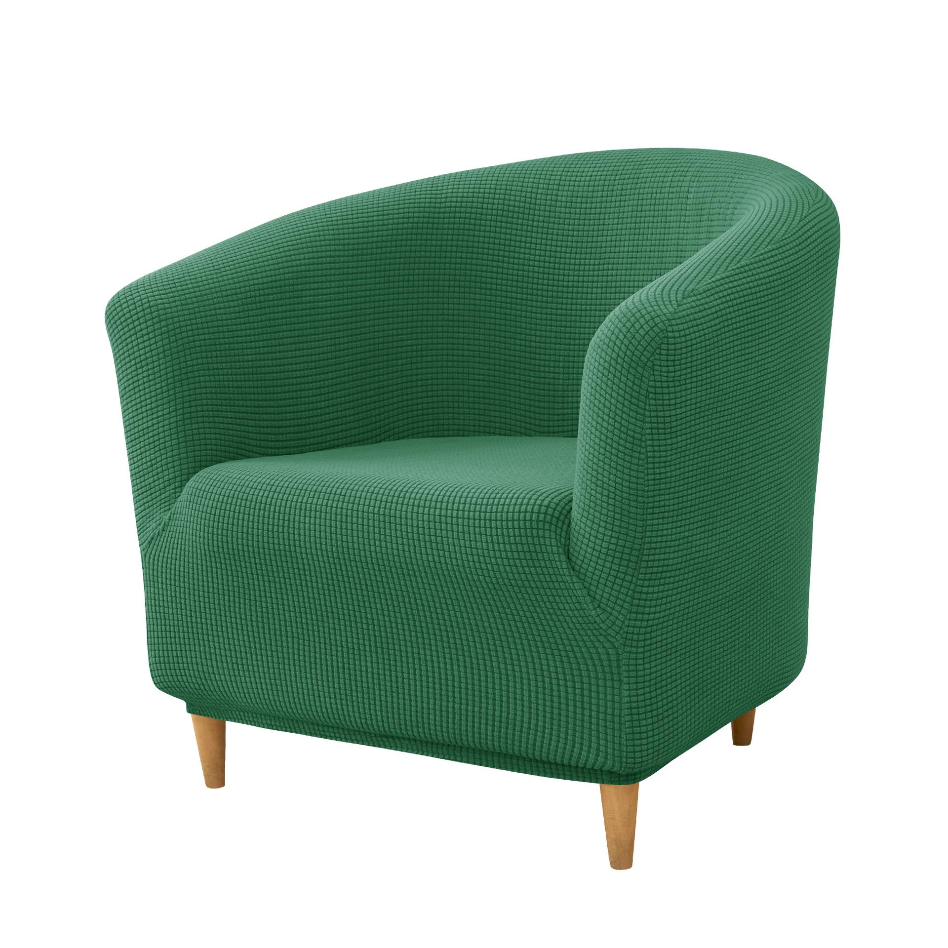 

1pc Stretch Club Armchair Slipcover Polar Fleece Solid Color Barrel Tub Sofa Cover Furniture Protector Jacquard Couch Cover