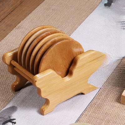 Bamboo Round Coasters Set Tea Cups Heat Insulating Coasters Kung Fu Square Coaster Tea Ceremony Accessories
