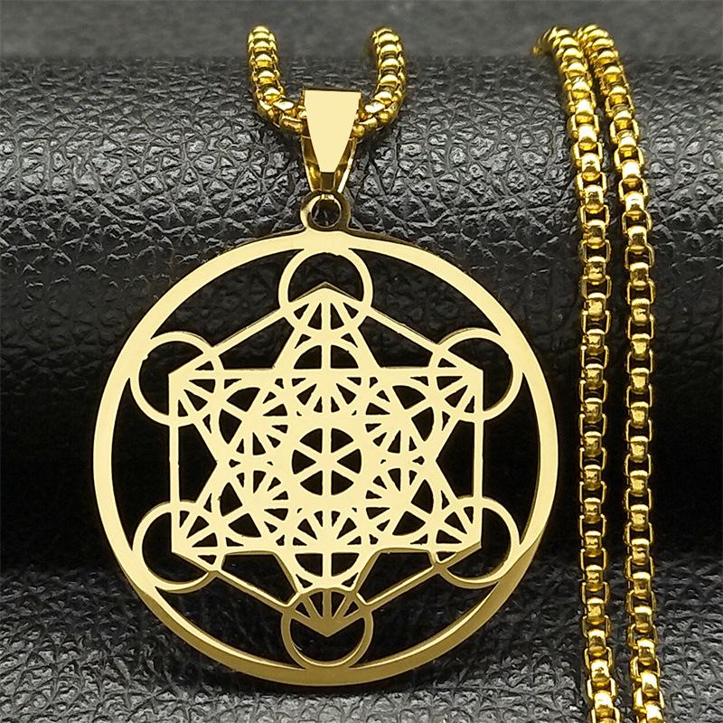 Metatron Angel Seal Geometric Kabbalah Garden Stainless Steel Unisex Necklace