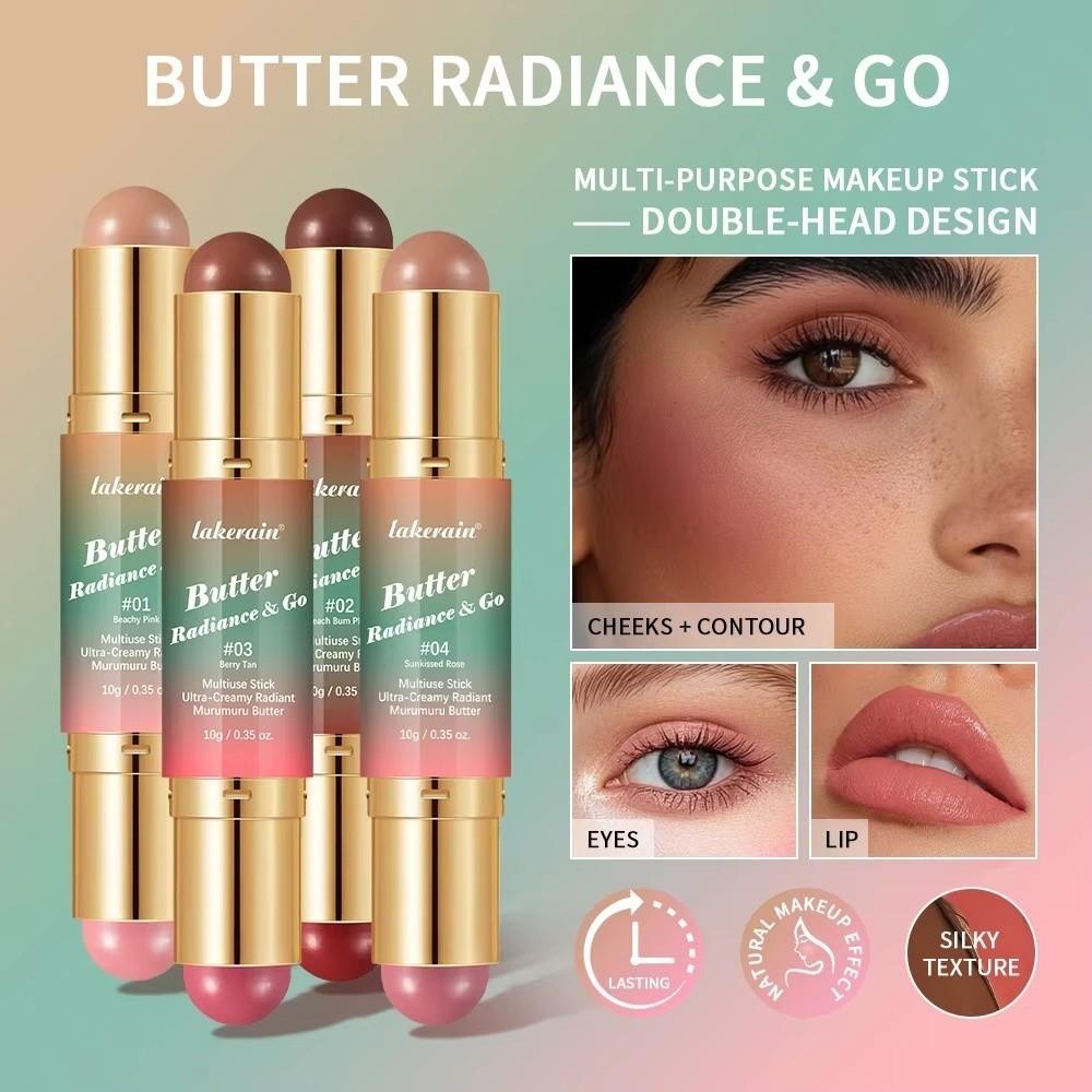 Multipurpose Blush Stick Long Lasting Moisturizing Bronzer-Blush Stick Natural Double-headed Makeup Stick Beauty Makeup