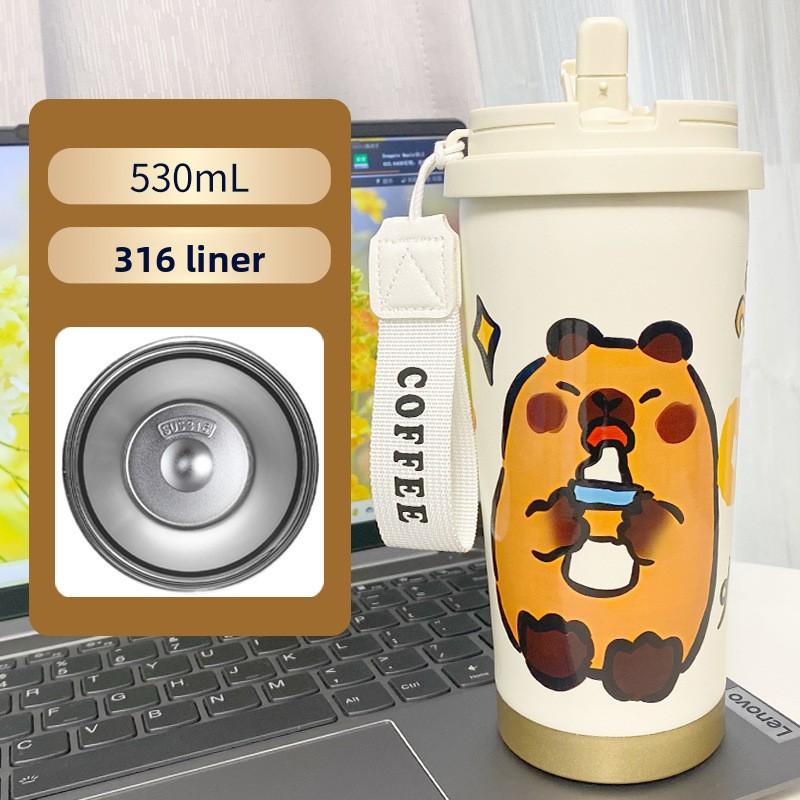 Cartoon Coffee Cup 316 Stainless Steel Thermos Cup High Value Portable Water Cup Car Accompanying Cup