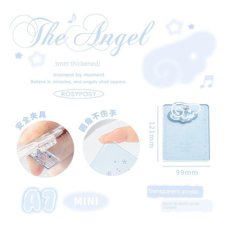 

Rosyposy Soft Angel Plate Holder Folder A4 Folder Good-looking Writing Pad Test Paper Clip Stationery A7-blue-Blue