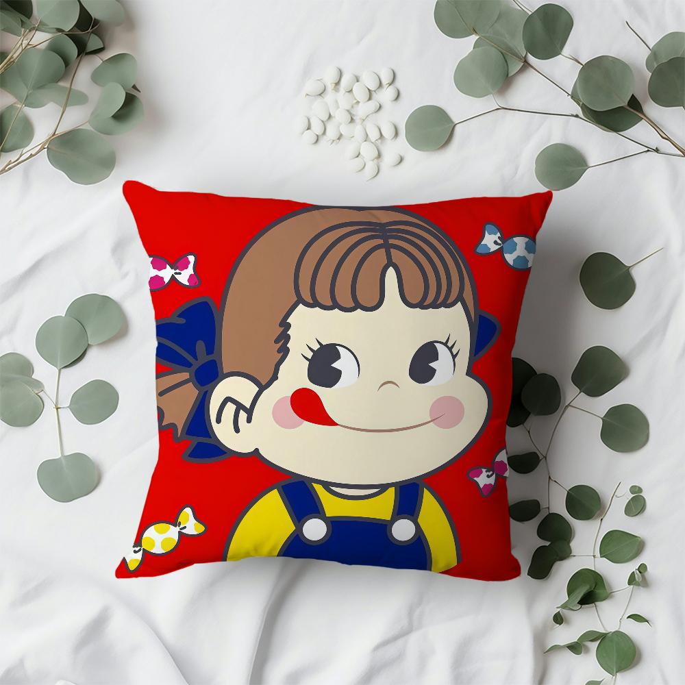 Cute F-Fujiya Peko Chan cushion cover For Sofa Car Office Cafe Soft And Comfortable Double-Sided Printing Pillow Cover