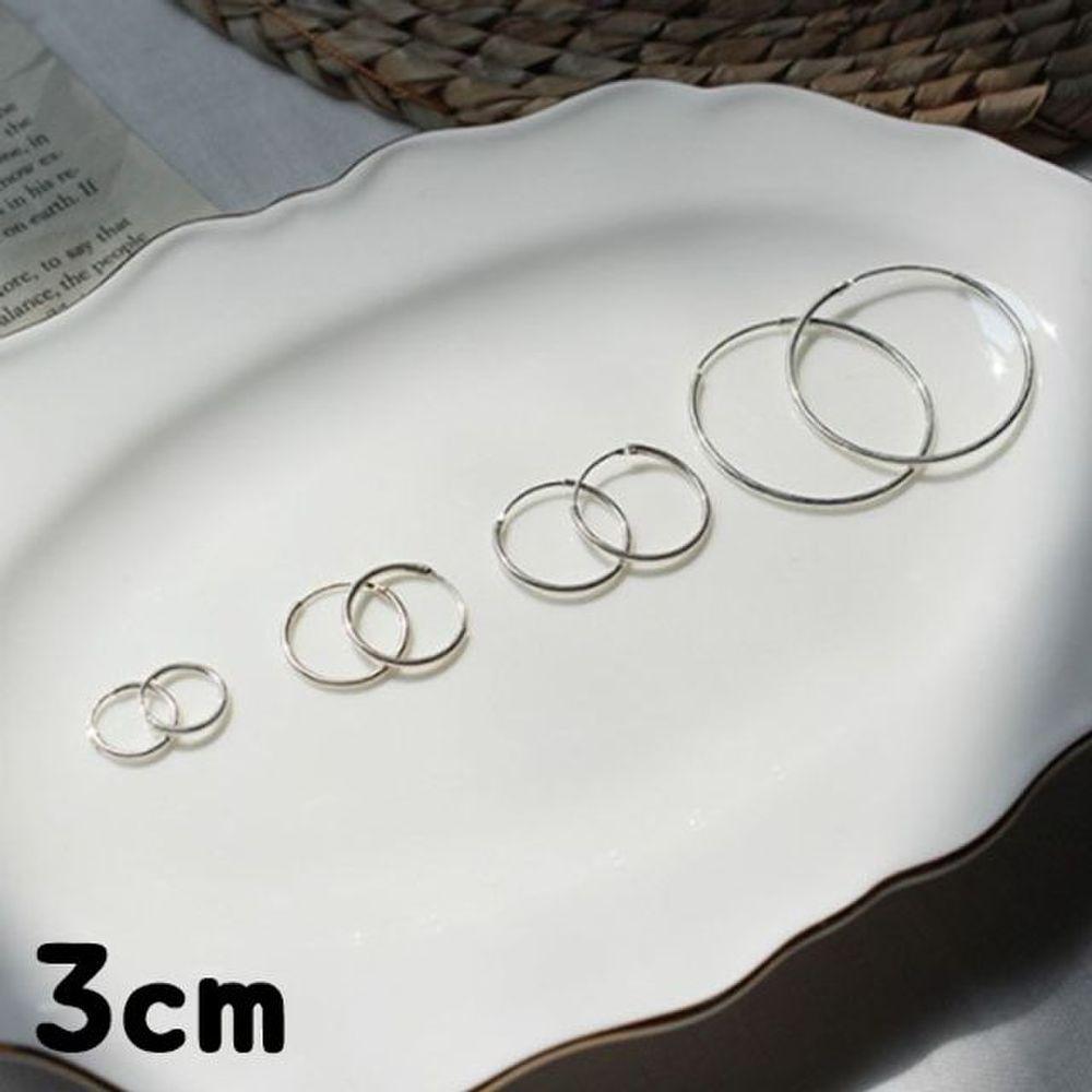 1 Pair 3Cm Ggd Earrings Silver92.5 Piping All Silver