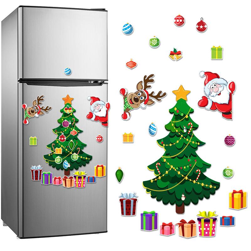 1 Set Santa Claus Garage Decoration Elk Atmosphere Decorative Christmas Fridge Magnets Holiday Cartoon Refrigerator