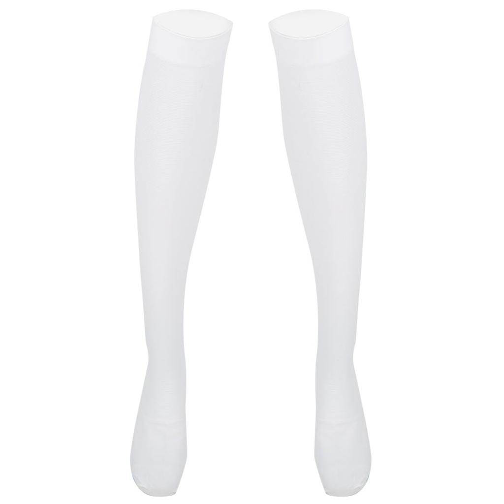 Compression Knee High Socks Varicose Veins Socks with Inspect Toe Hole(White M)