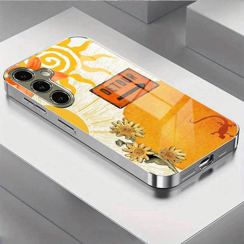 

Телефон с позолоченным закаленным стеклом, совместим с Galaxy S26 S25 S24 S23 S22 Ultra Plus. Имеет минималистичный дизайн в виде масляной живописи. For Galaxy S26