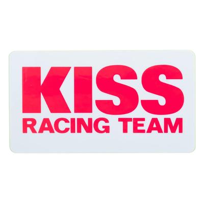 Kijima K1471 Pièces de moto Autocollant Équipe de course KISS Fond blanc/Lettres roses Taille S
