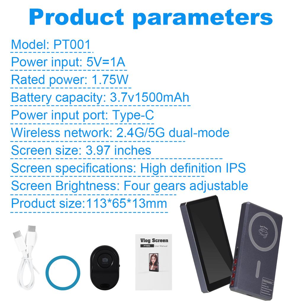 Magnetic Mobile Phone Selfie Monitor Screen For Smartphone Rear Camera Live Selfie Video Streaming for iPhone Android