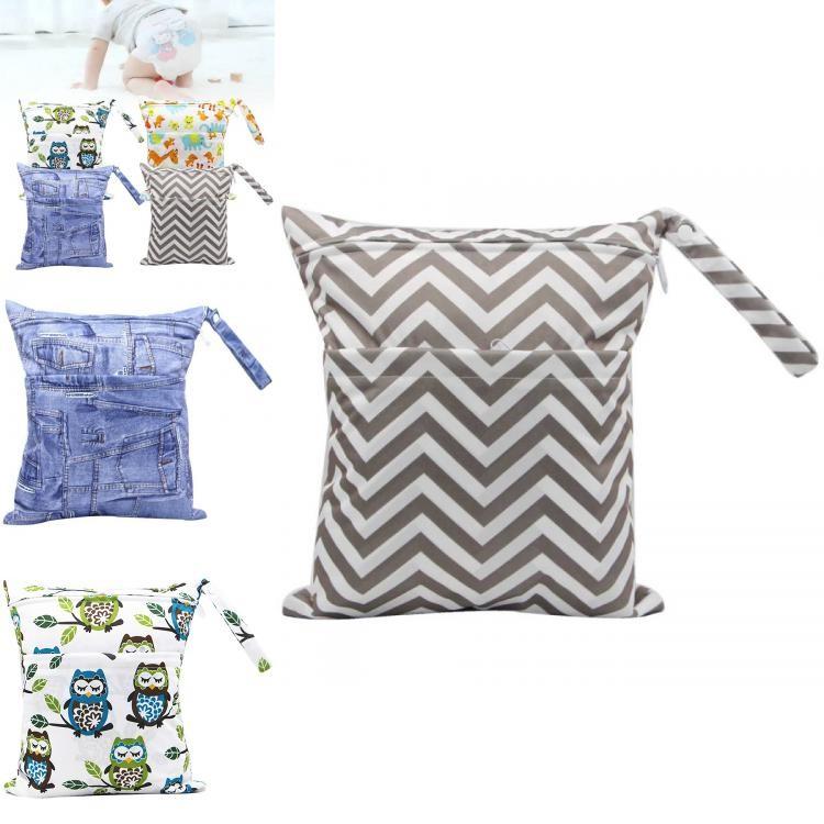 Asenappy Waterproof Baby Diaper Bag With Double Zipper Digital Print 30x36cm