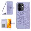 For Oppo Reno13 F 4G/5G Case Sunflower Imprint PU Leather Phone Cover with Long Strap