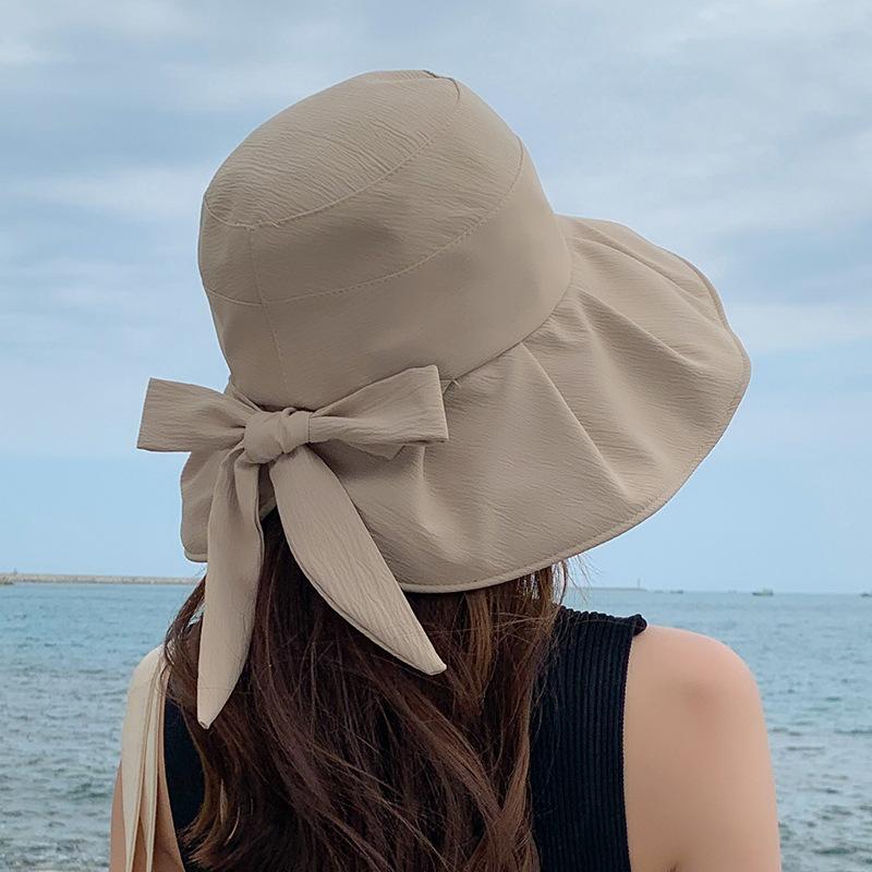 Summer Hat Women Sunhat Solid Color Folding Bucket Hat Outdoor Sunshade Beach Accessories Travel