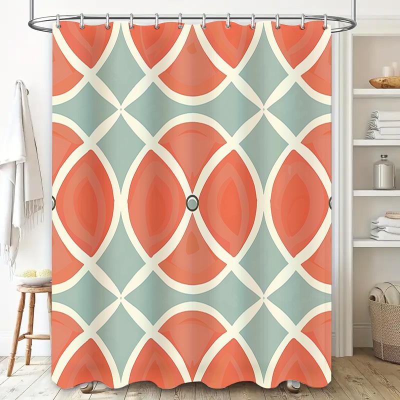 Modern Geometric Shower Curtain Waterproof Decorative Bathroom Accessories Set for Home Improvement